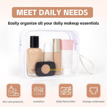 Clear Makeup Bag,2 Pack TSA Approved Toiletry Bag Tfor Women & Men