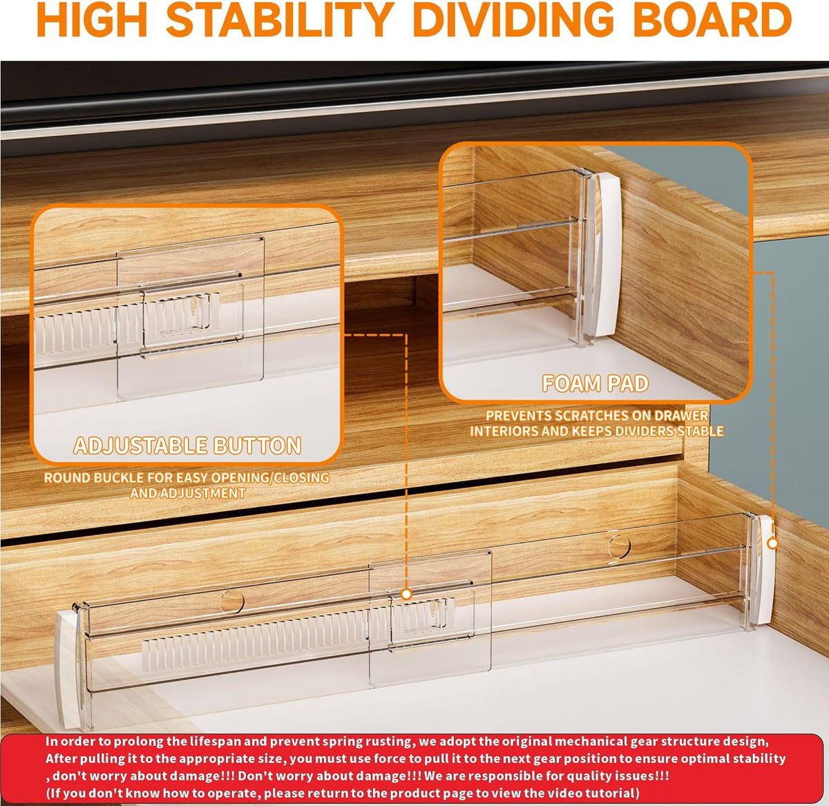 5 Pack 3.2 Inch Shallow Acrylic Drawer Divider for Clothes -Expandable from 12.3-17''-Adjustable Dresser Drawer Divider for Baby Clothing,Underwear,Clear in Drawer Separators for Kitchen,Office