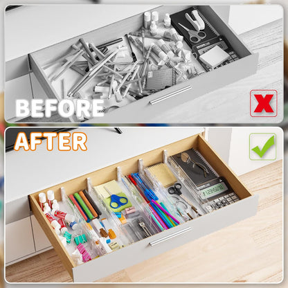 5 Pack 3.2 Inch Shallow Acrylic Drawer Divider for Clothes -Expandable from 12.3-17''-Adjustable Dresser Drawer Divider for Baby Clothing,Underwear,Clear in Drawer Separators for Kitchen,Office