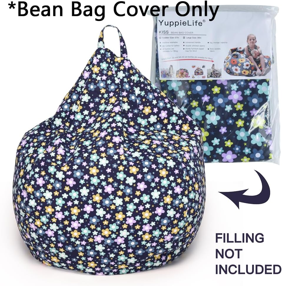 Stuffed Animal Storage Bean Bag Cover, 27" Velvet Toy Organizer