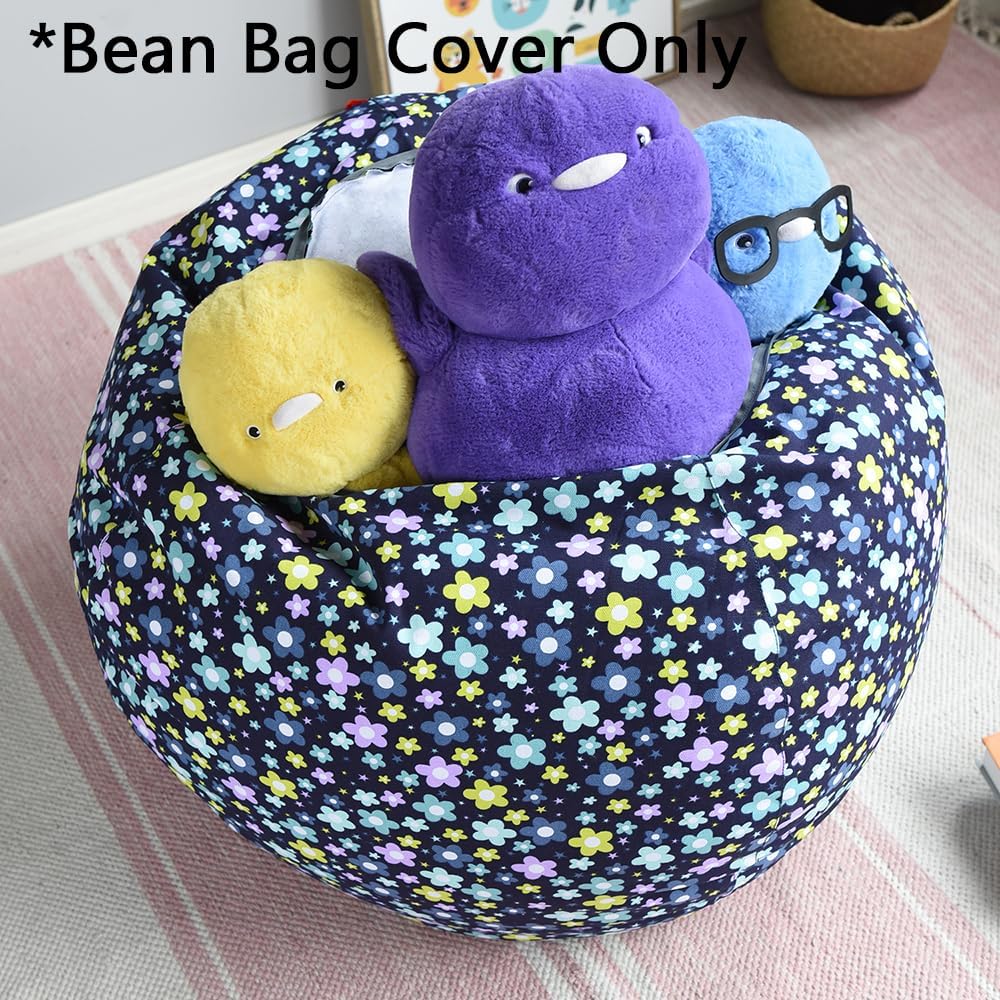 Stuffed Animal Storage Bean Bag Cover, 27" Velvet Toy Organizer