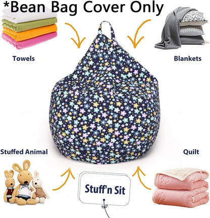 Stuffed Animal Storage Bean Bag Cover, 27" Velvet Toy Organizer