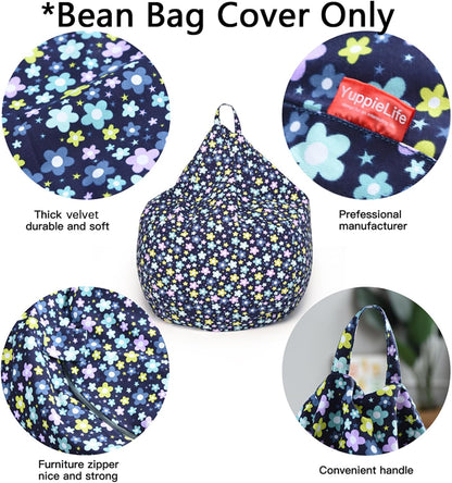 Stuffed Animal Storage Bean Bag Cover, 27" Velvet Toy Organizer