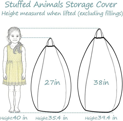 Stuffed Animal Storage Bean Bag Cover, 27" Velvet Toy Organizer
