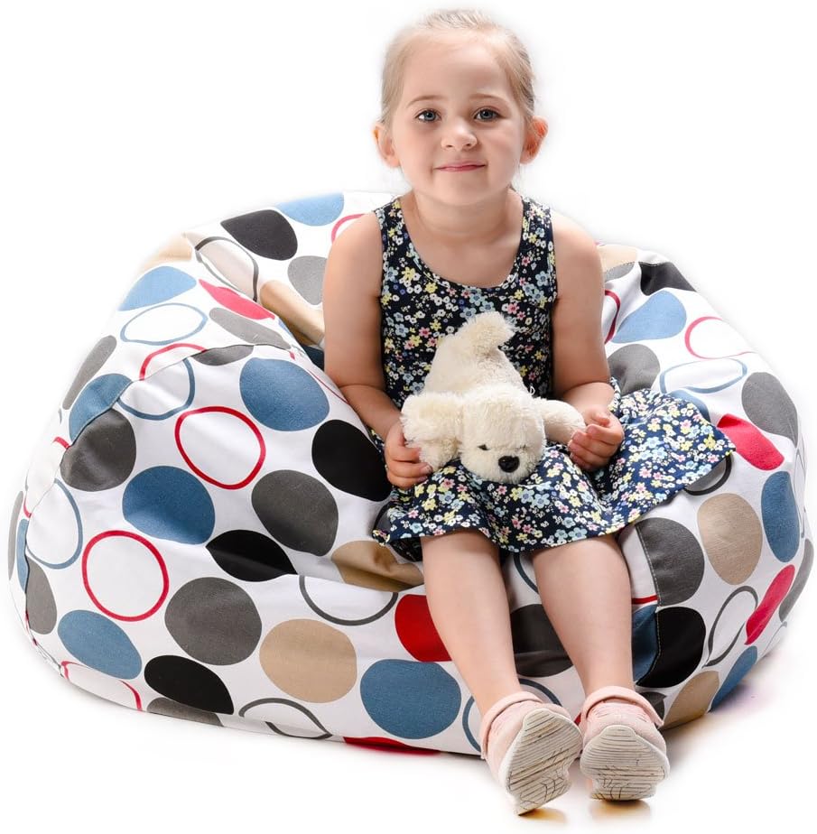 Stuffed Animal Storage Bean Bag Cover, 27" Velvet Toy Organizer
