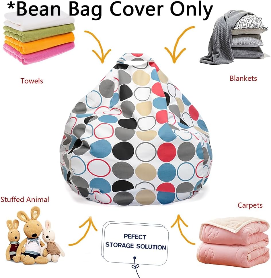 Stuffed Animal Storage Bean Bag Cover, 27" Velvet Toy Organizer