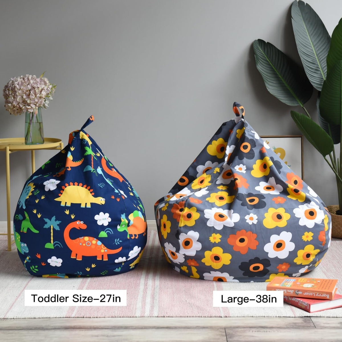 Stuffed Animal Storage Bean Bag Cover, 27" Velvet Toy Organizer