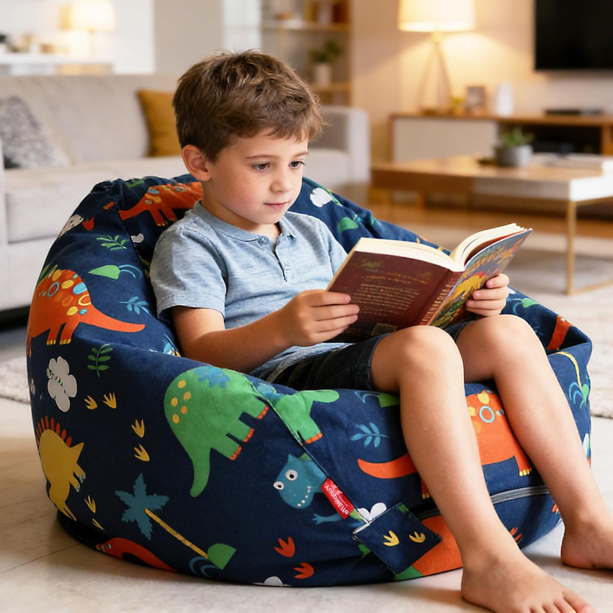Stuffed Animal Storage Bean Bag Cover, 27" Velvet Toy Organizer