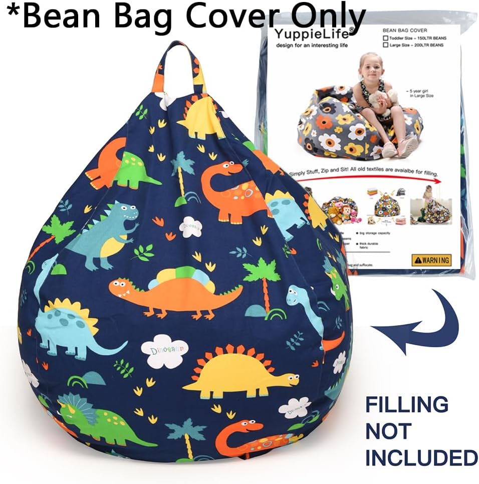 Stuffed Animal Storage Bean Bag Cover, 27" Velvet Toy Organizer