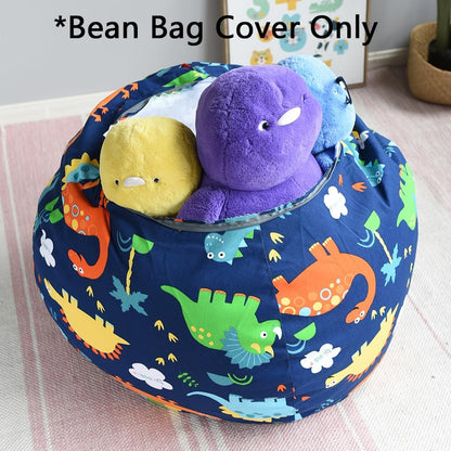 Stuffed Animal Storage Bean Bag Cover, 27" Velvet Toy Organizer