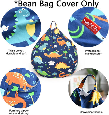 Stuffed Animal Storage Bean Bag Cover, 27" Velvet Toy Organizer