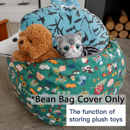 Stuffed Animal Storage Bean Bag Cover, 27" Velvet Toy Organizer