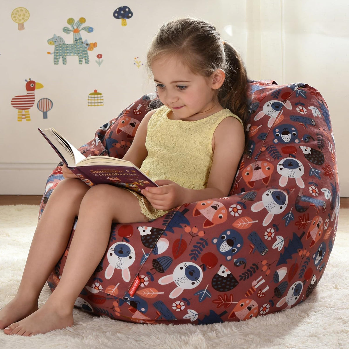 Stuffed Animal Storage Bean Bag Cover, 27" Velvet Toy Organizer
