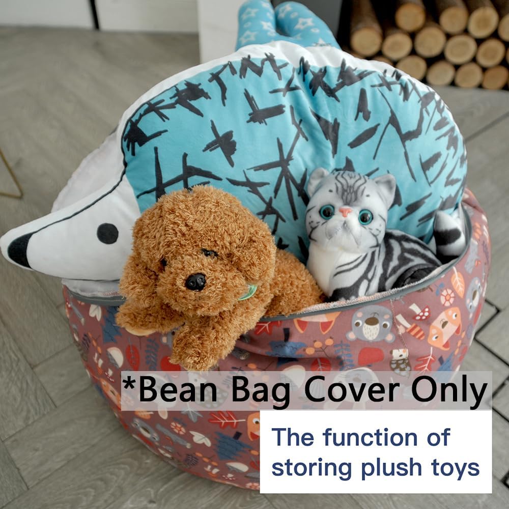 Stuffed Animal Storage Bean Bag Cover, 27" Velvet Toy Organizer
