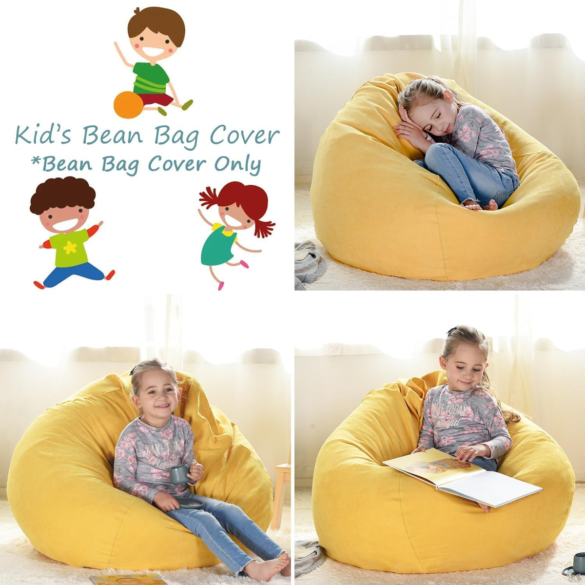 Stuffed Animal Storage Bean Bag Cover, 27" Velvet Toy Organizer