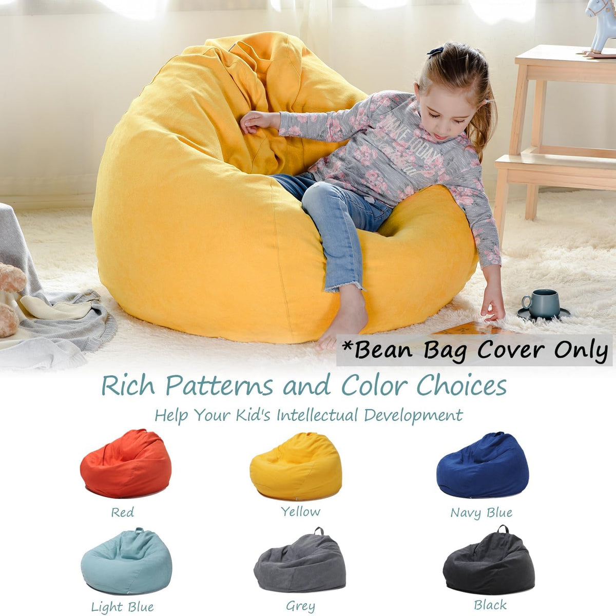 Stuffed Animal Storage Bean Bag Cover, 27" Velvet Toy Organizer