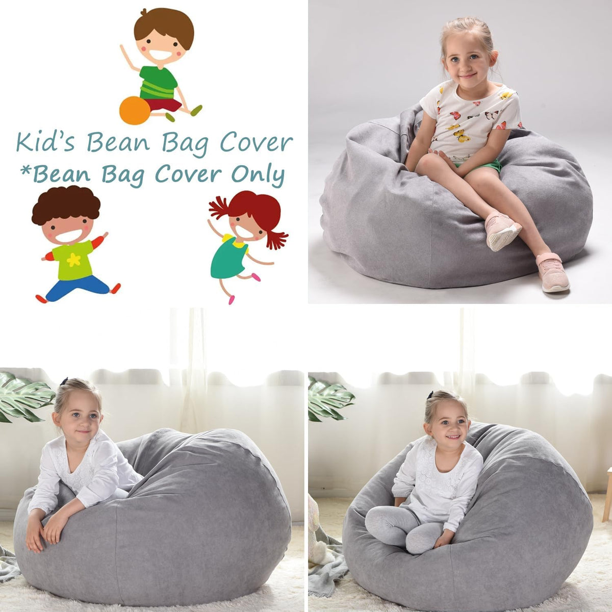 Stuffed Animal Storage Bean Bag Cover, 27" Velvet Toy Organizer