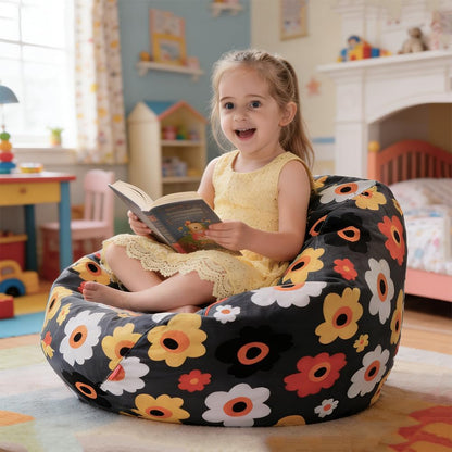 Stuffed Animal Storage Bean Bag Cover, 27" Velvet Toy Organizer