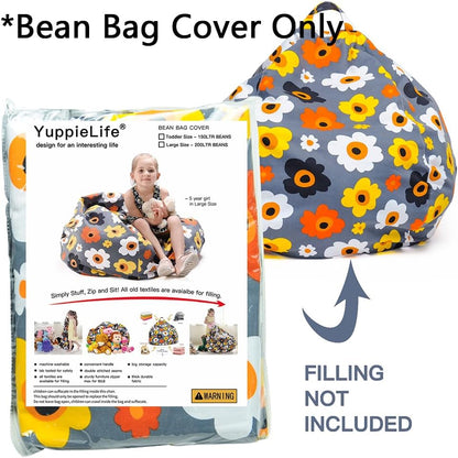 Stuffed Animal Storage Bean Bag Cover, 27" Velvet Toy Organizer