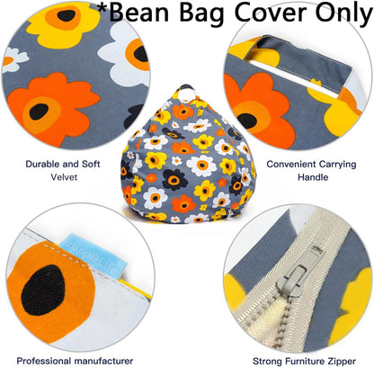 Stuffed Animal Storage Bean Bag Cover, 27" Velvet Toy Organizer