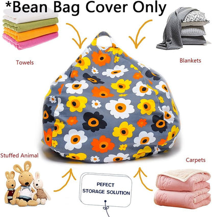 Stuffed Animal Storage Bean Bag Cover, 27" Velvet Toy Organizer