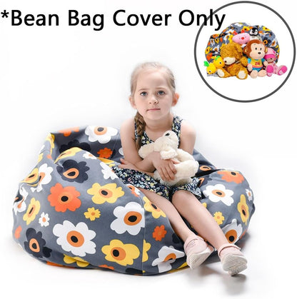Stuffed Animal Storage Bean Bag Cover, 27" Velvet Toy Organizer