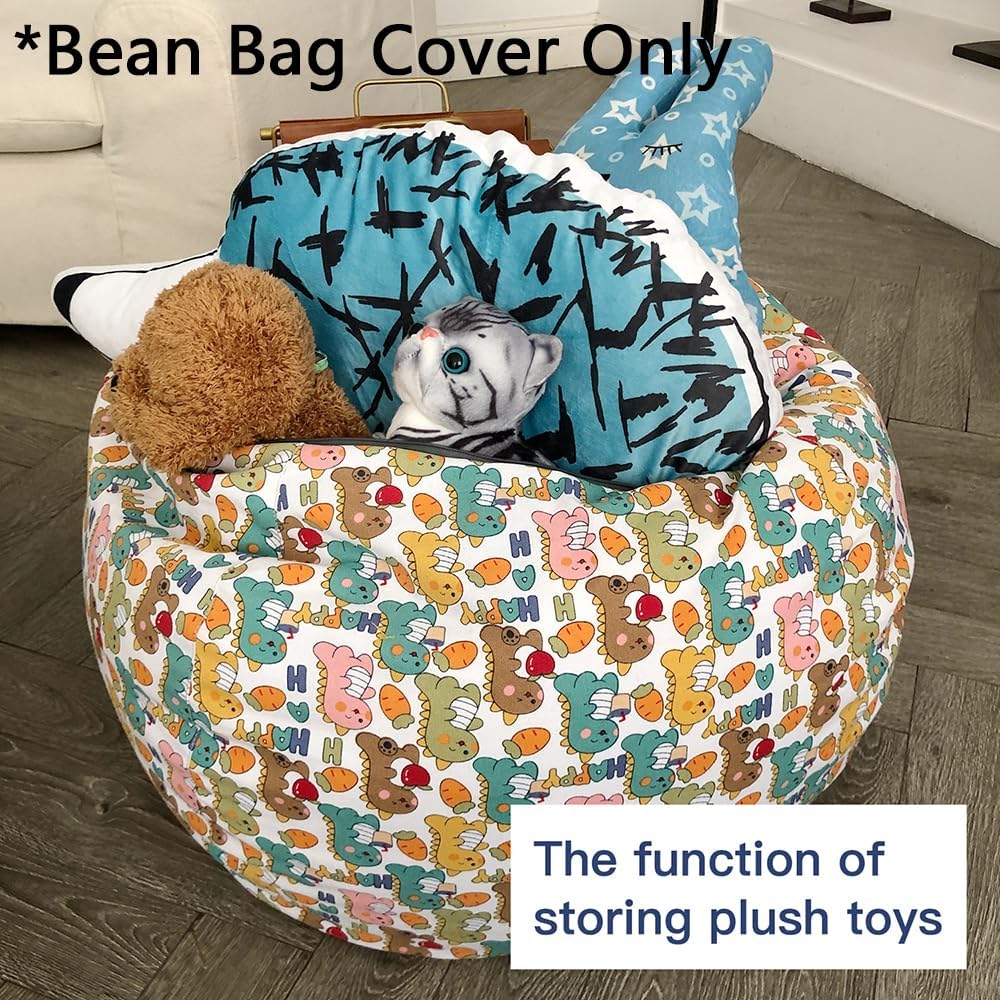Stuffed Animal Storage Bean Bag Cover, 27" Velvet Toy Organizer