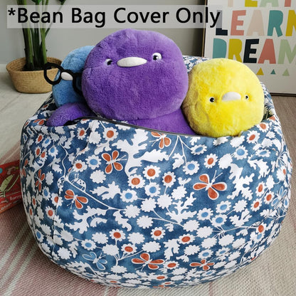 Stuffed Animal Storage Bean Bag Cover, 27" Velvet Toy Organizer