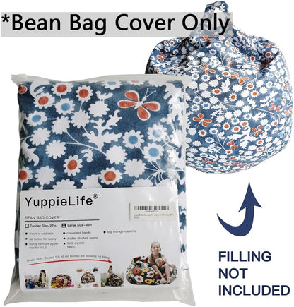 Stuffed Animal Storage Bean Bag Cover, 27" Velvet Toy Organizer