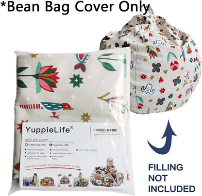 Stuffed Animal Storage Bean Bag Cover, 27" Velvet Toy Organizer