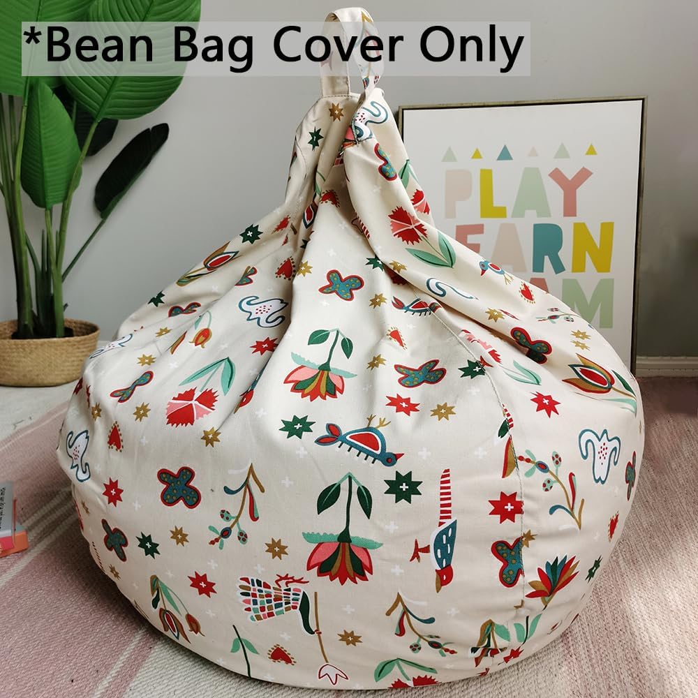 Stuffed Animal Storage Bean Bag Cover, 27" Velvet Toy Organizer