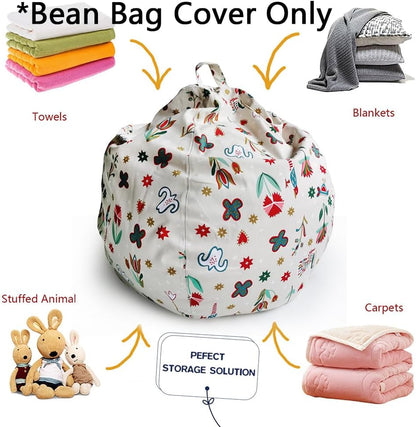 Stuffed Animal Storage Bean Bag Cover, 27" Velvet Toy Organizer