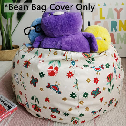 Stuffed Animal Storage Bean Bag Cover, 27" Velvet Toy Organizer