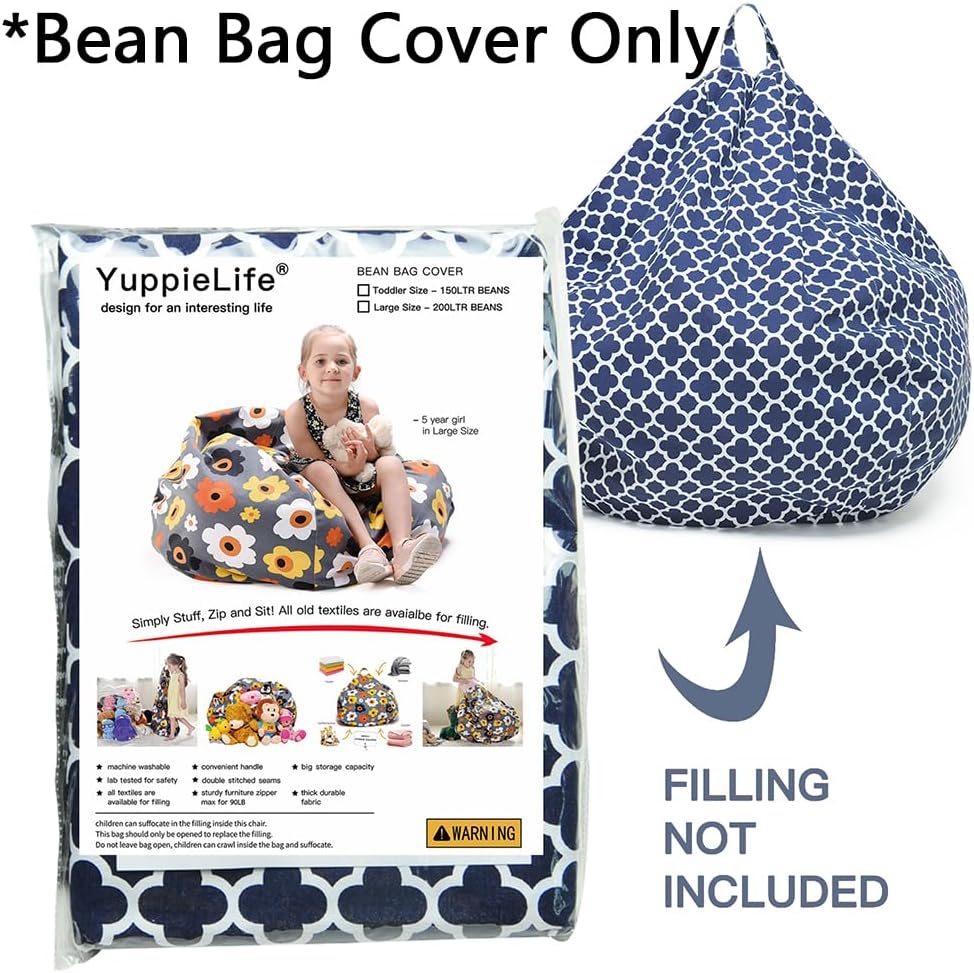 Stuffed Animal Storage Bean Bag Cover, 27" Velvet Toy Organizer
