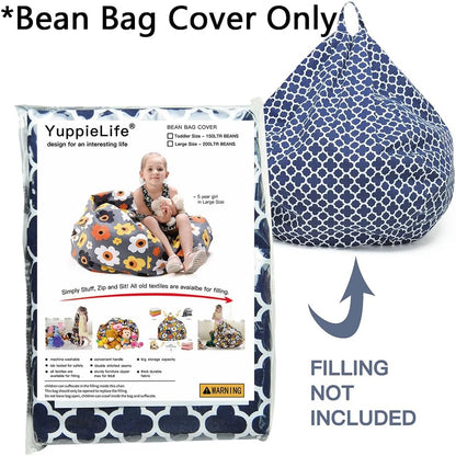 Stuffed Animal Storage Bean Bag Cover, 27" Velvet Toy Organizer