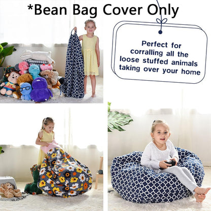 Stuffed Animal Storage Bean Bag Cover, 27" Velvet Toy Organizer