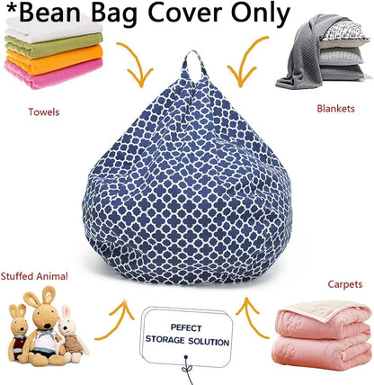 Stuffed Animal Storage Bean Bag Cover, 27" Velvet Toy Organizer