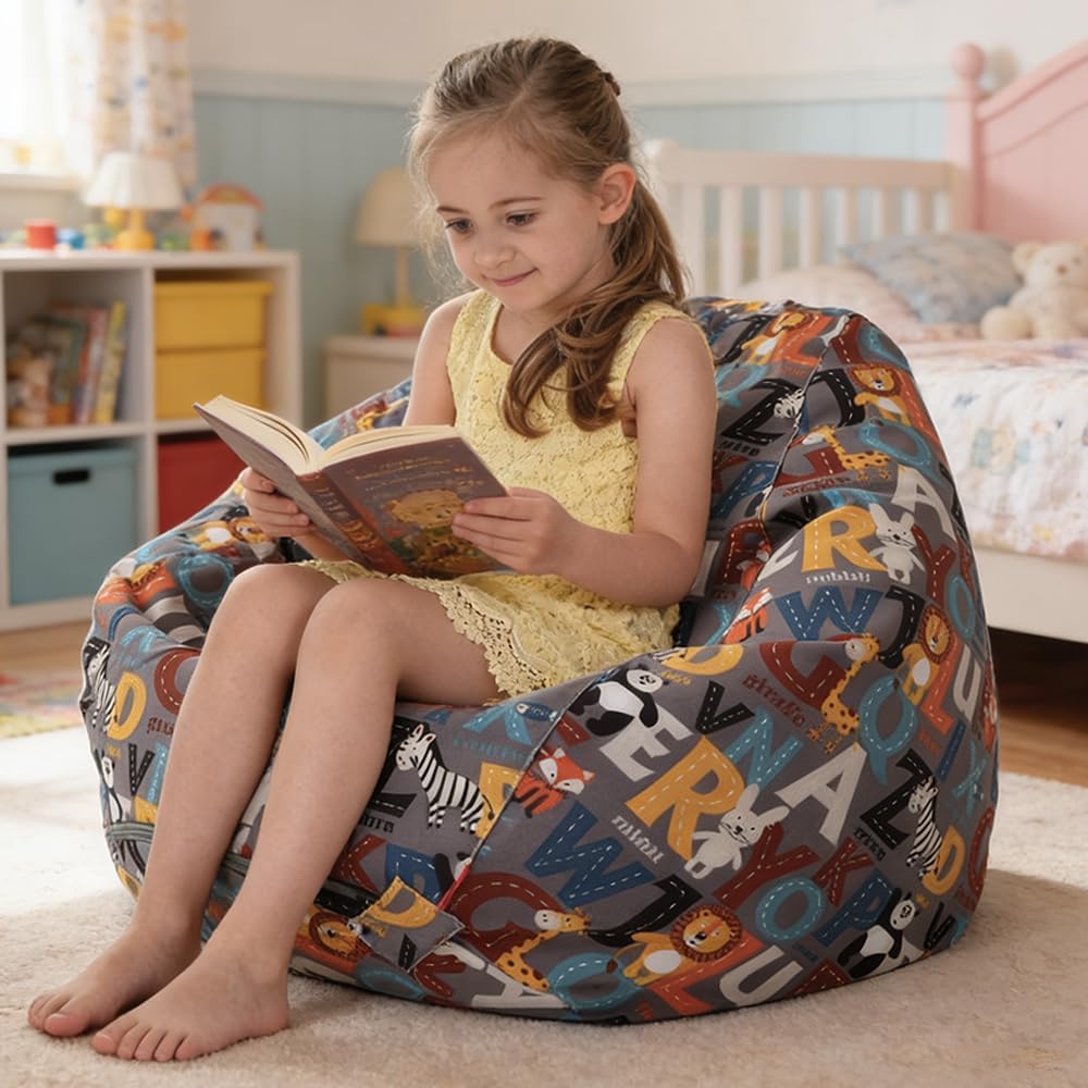 Stuffed Animal Storage Bean Bag Cover, 27" Velvet Toy Organizer