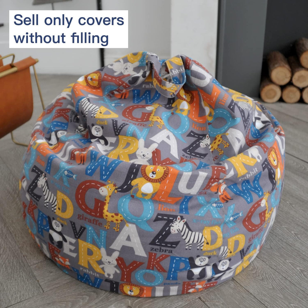 Stuffed Animal Storage Bean Bag Cover, 27" Velvet Toy Organizer