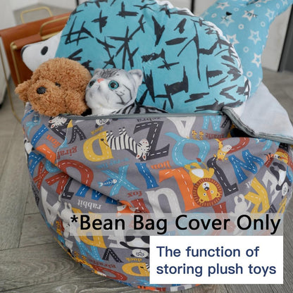 Stuffed Animal Storage Bean Bag Cover, 27" Velvet Toy Organizer
