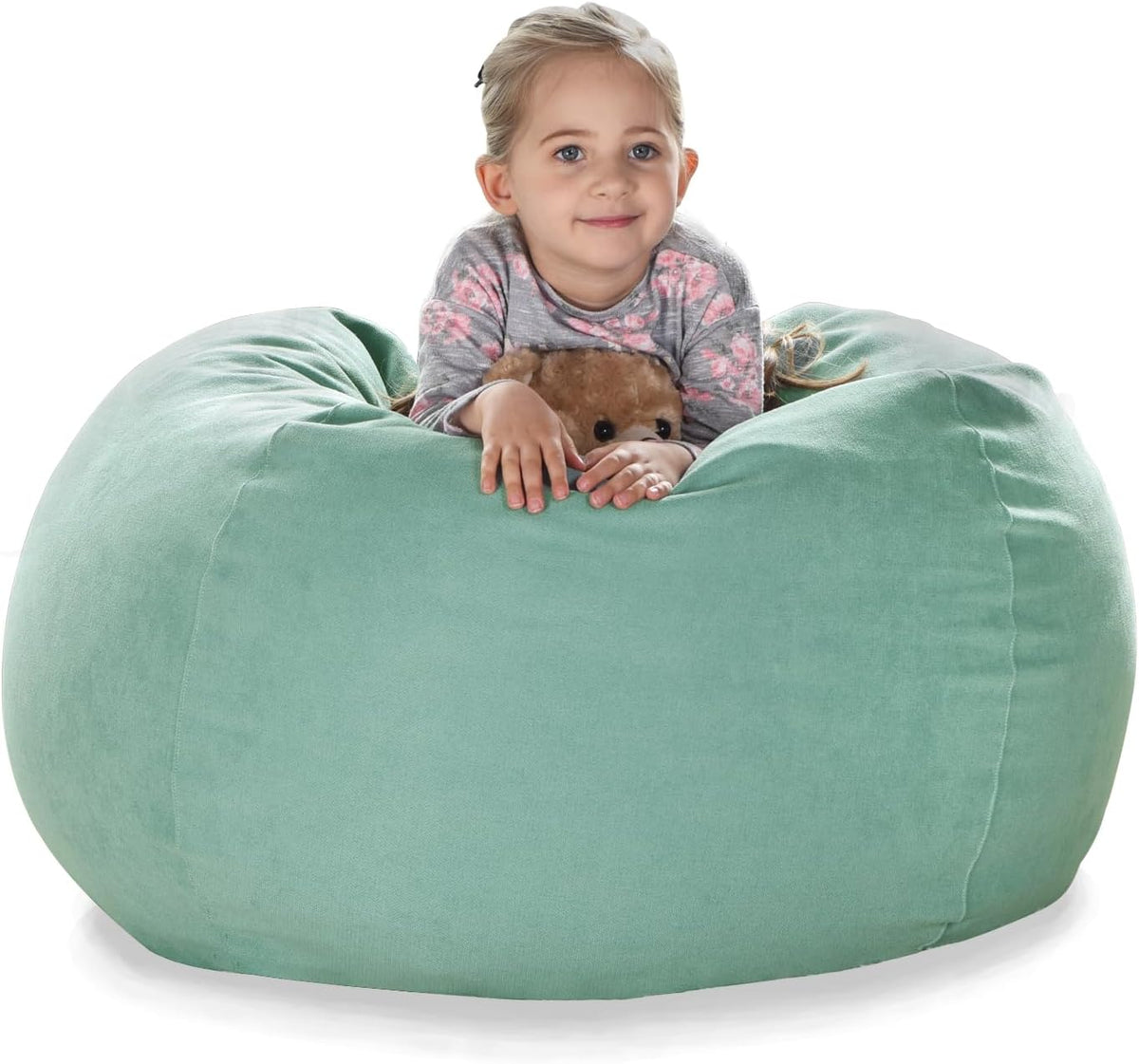 Stuffed Animal Storage Bean Bag Cover, 27" Velvet Toy Organizer
