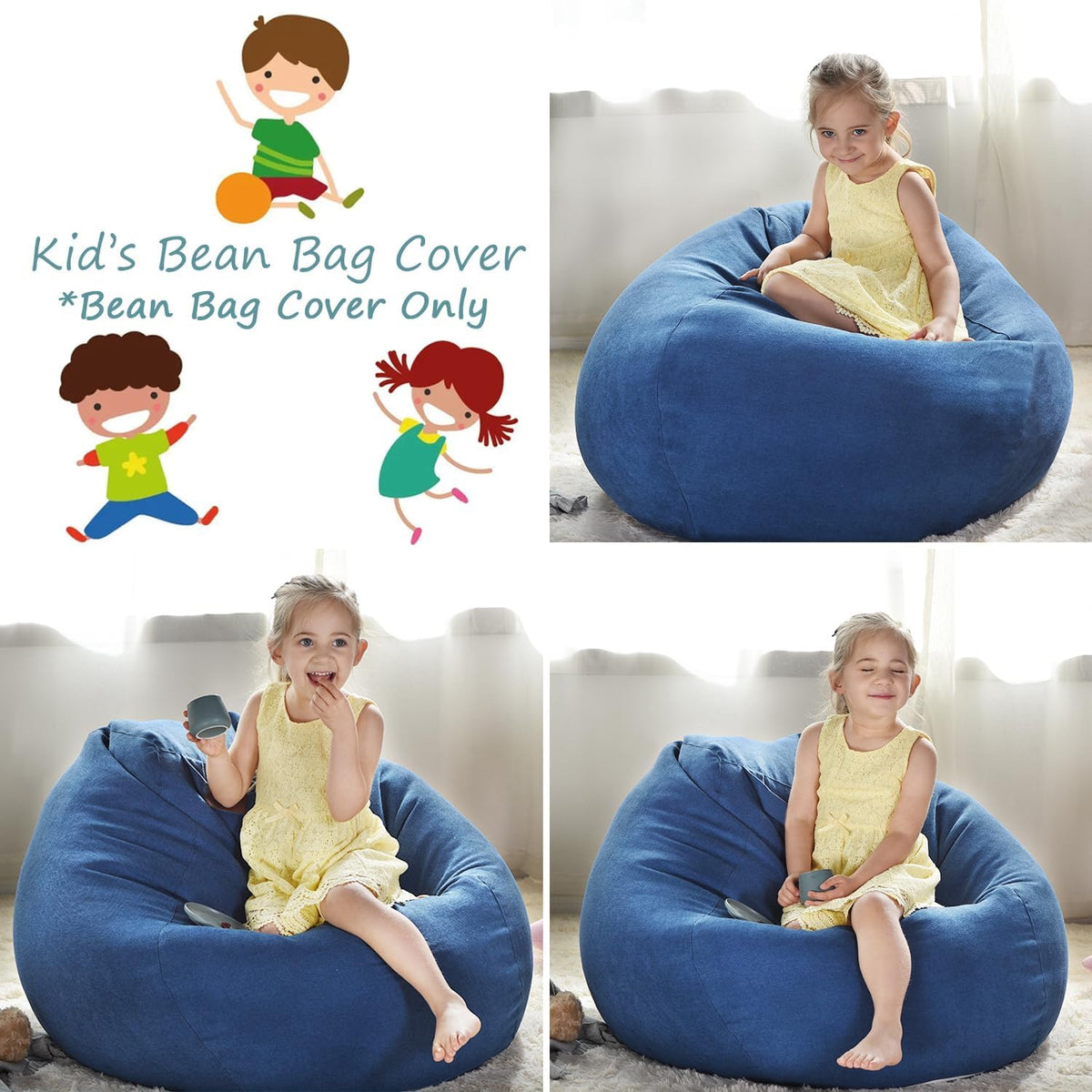 Stuffed Animal Storage Bean Bag Cover, 27" Velvet Toy Organizer
