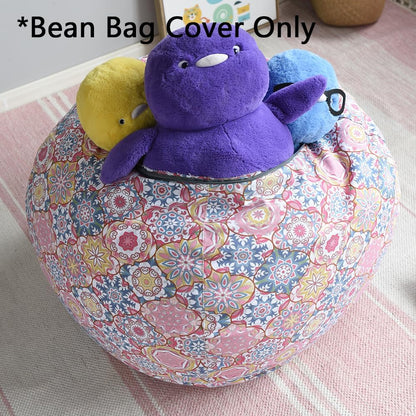 Stuffed Animal Storage Bean Bag Cover, 27" Velvet Toy Organizer