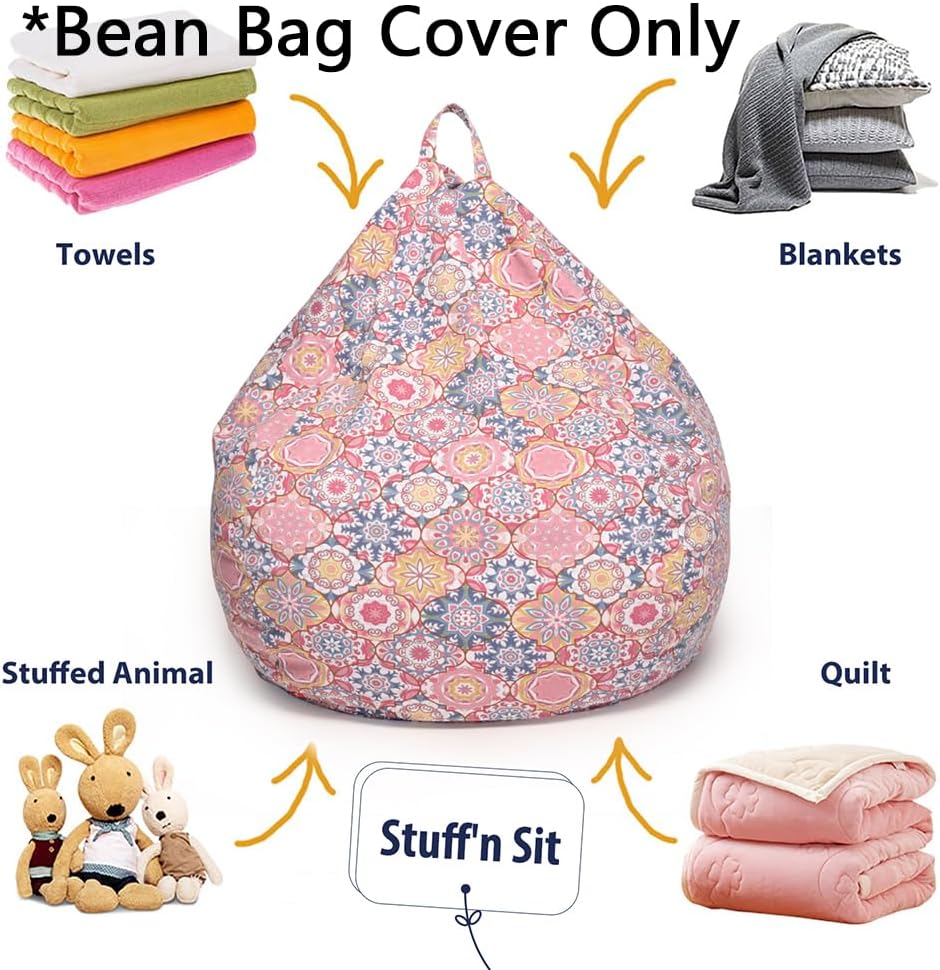 Stuffed Animal Storage Bean Bag Cover, 27" Velvet Toy Organizer