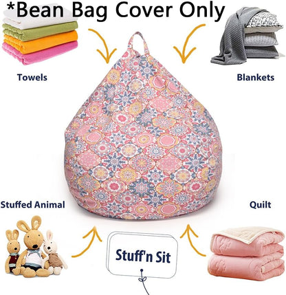 Stuffed Animal Storage Bean Bag Cover, 27" Velvet Toy Organizer