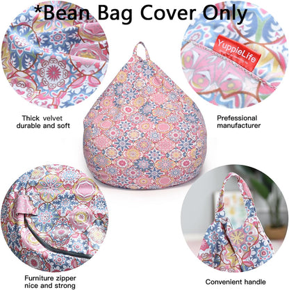 Stuffed Animal Storage Bean Bag Cover, 27" Velvet Toy Organizer