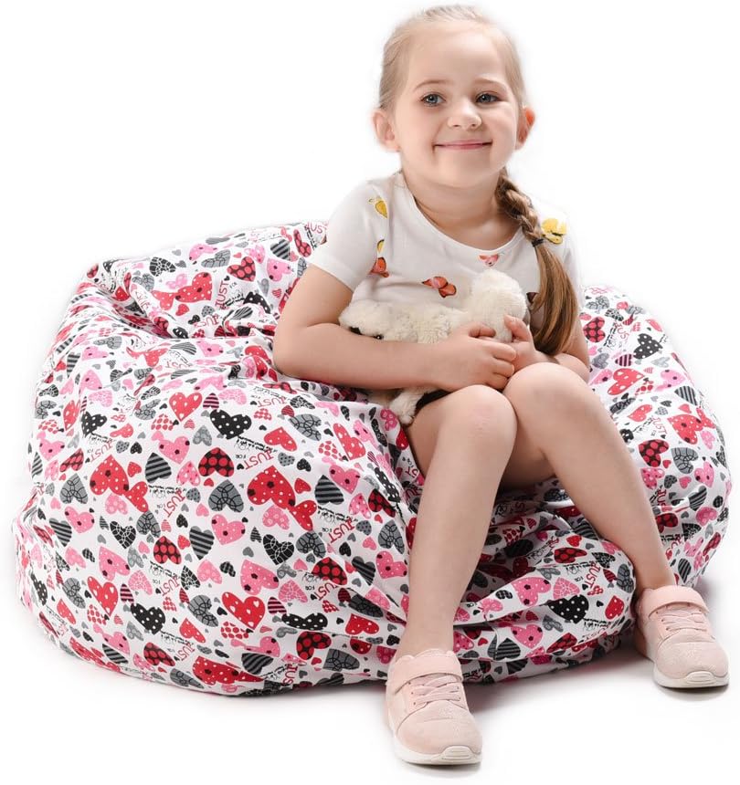 Stuffed Animal Storage Bean Bag Cover, 27" Velvet Toy Organizer