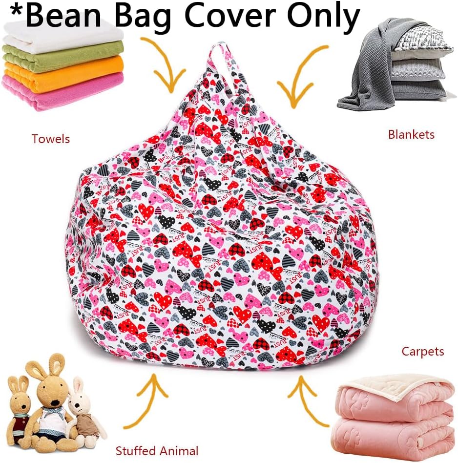 Stuffed Animal Storage Bean Bag Cover, 27" Velvet Toy Organizer