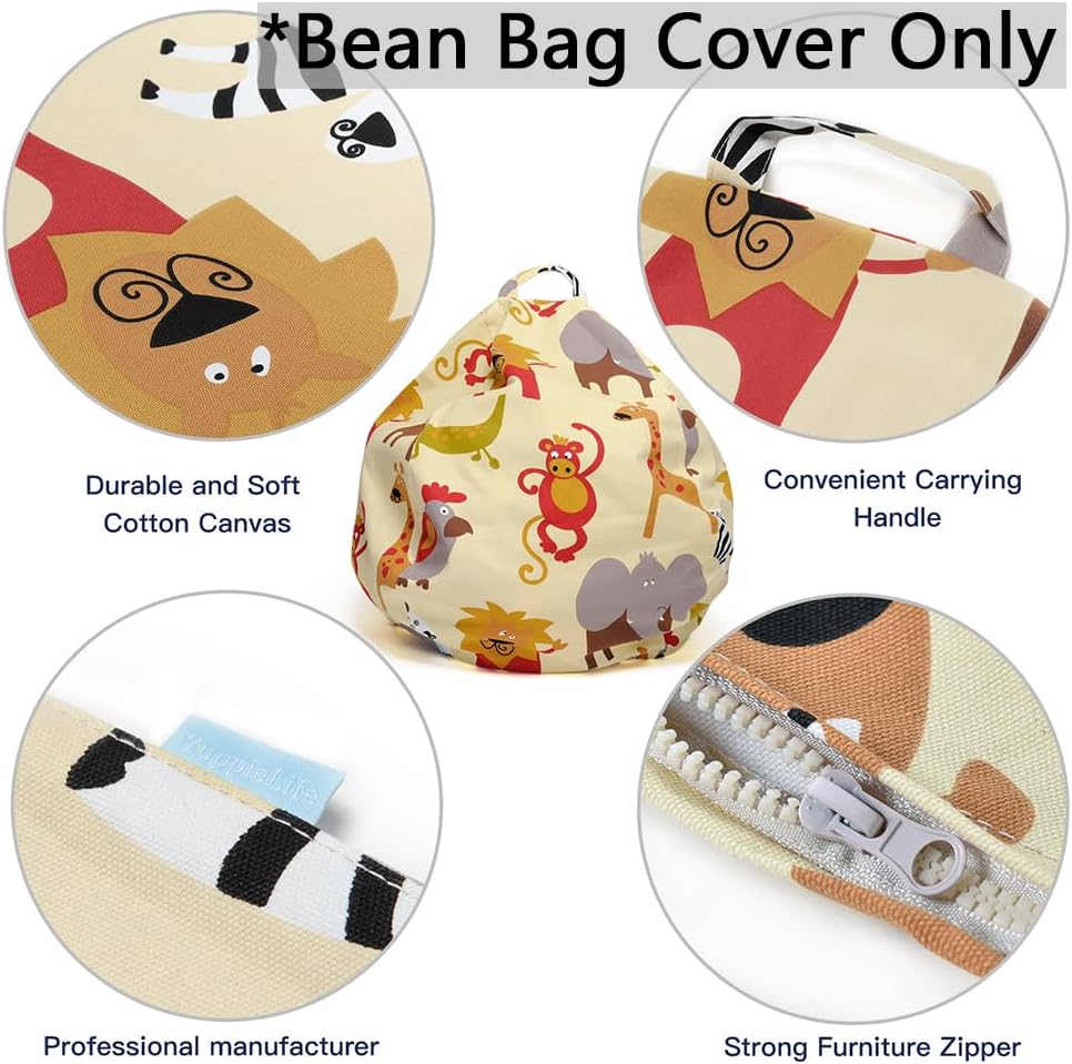 Stuffed Animal Storage Bean Bag Cover, 27" Velvet Toy Organizer