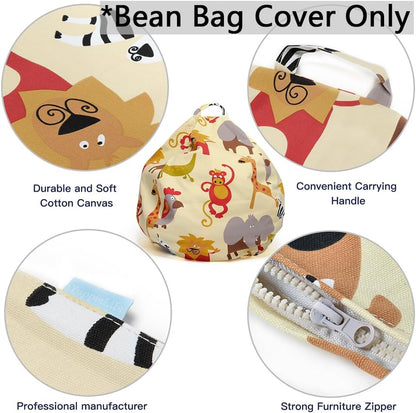 Stuffed Animal Storage Bean Bag Cover, 27" Velvet Toy Organizer
